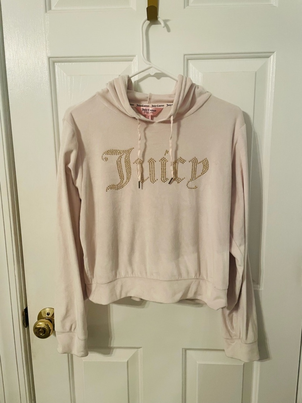 Juicy Couture Light Pink Rhinestone Logo Pullover Hoodie